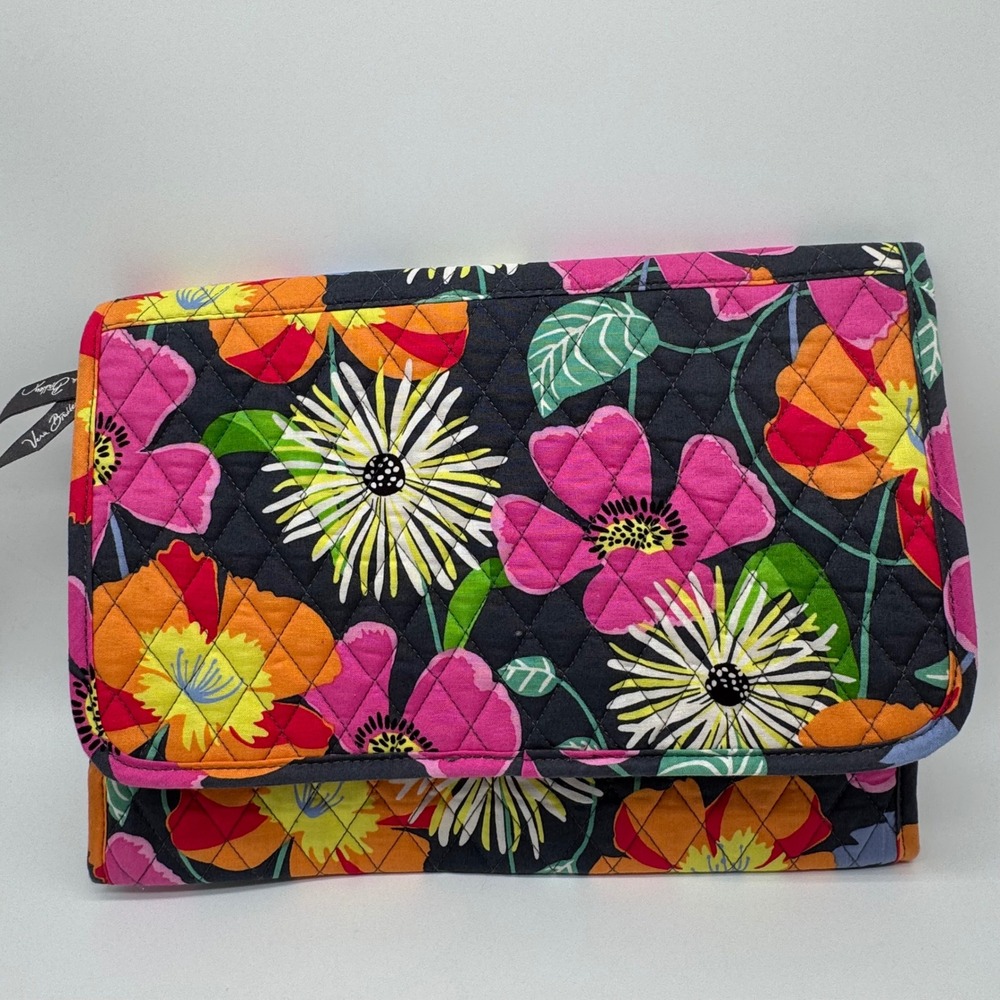Vera Bradley Grand Hanging Travel Organizer Jazzy Blooms Cosmetic Bag 13x10" Lg